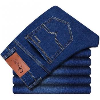 Jean Cortado Recto Para Oficina Azul