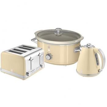 Cream Retro 4-Slice Toaster & Kettle Set