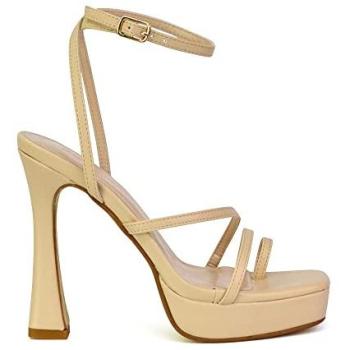 XY Tessie Platform Heel Sandals – Square Toes – Nude 3