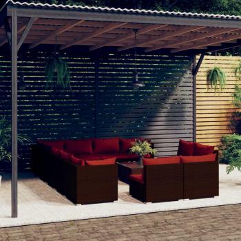 Colectivo Jardín Vidaxl 13 Piezas + Cojines Polyrattan Marrón