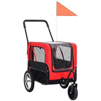 Red and Black 2-in-1 Pet Bike Trailer and Jogging Stroller
