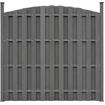 Panneau de Clôture WPC 180x180 cm Courbé 2 Poteaux Gris Jardin