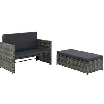 VidaXL 5-teiliges Gartensofa Set Poly Rattan Grau