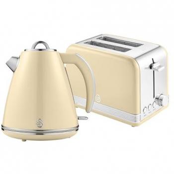 Swan Classic Kitchen Combo: Kettle & Toaster in Cream