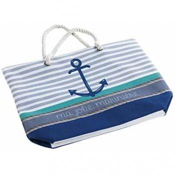 SAC DE PLAGE 51 x 38 x 14 CM BLEU, TOILE IMPRIMEE, MATELOT