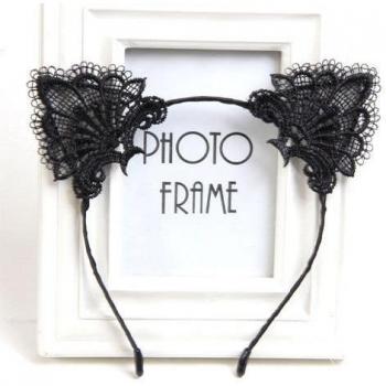 Lace Cat Ears Hair Hoop with Rhinestones