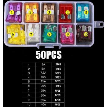 Tamaño de fusible automático 7.5A-15A con clip y caja (50 unidades)