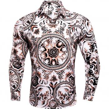 Camisa Casual de Seda Hi-Tie para Hombre, Manga Larga, Estampada, Transpirable, Talla XXXL