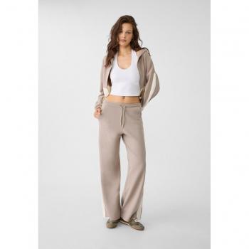 Pantaloni marroni a palazzo con riga laterale XL