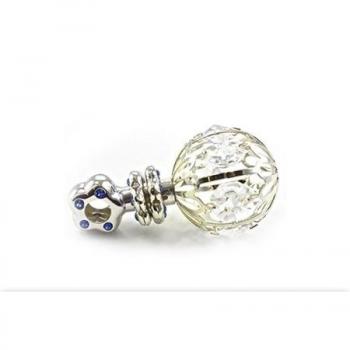 Regal Silver-Coated Baby Shaker with Azure Crystals