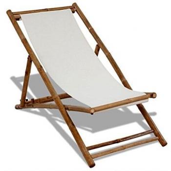 Chaise d'extérieur avec cadre en bambou et revêtement en toile