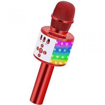 BONAOK Bluetooth Karaoke Wireless Microphone with Controllable LED Lights, Portable Karaoke Machine Speaker Birthday Gift Party Travel Toy for iPhone for iPad,Android,PC