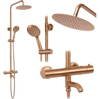 REA Lungo Thermostatic Shower Ensemble in Copper