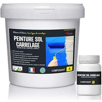 Peinture carrelage sol recouvrir d'une résine faïence et tous types de carreaux