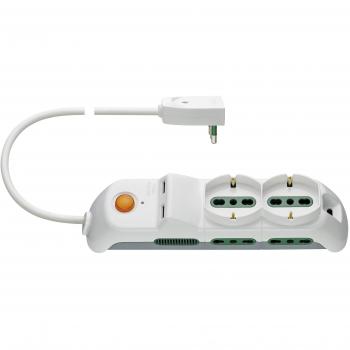 VIMAR multipresa FP00526.C.B con 2 prese Schuko, 4 bipasso, 2 porte USB, cavo e interruttore