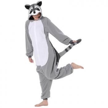 Pijama de Cuerpo Completo Mapache Gris L