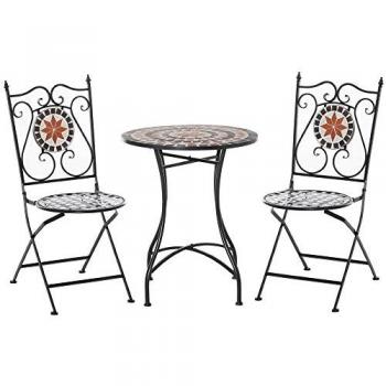 Multicoloured Ceramic Tile Garden Table Set