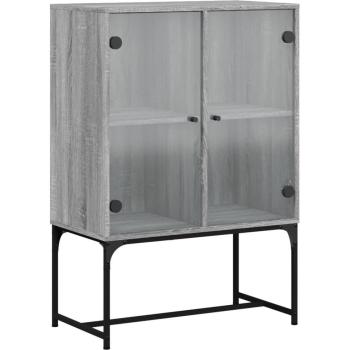 Estante Armario con Puertas Transparentes Gris Sonoma 69x37x100