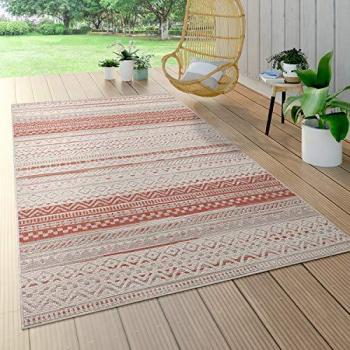 Alfombra Moderna para Exterior, Rojo y Geométrico, 160x230 cm