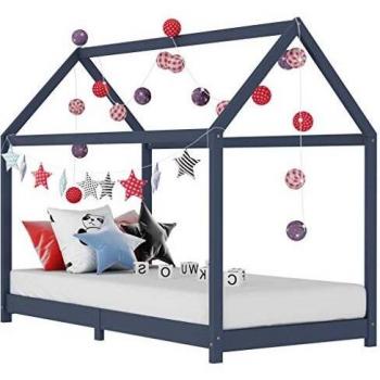 VidaXL Children's Bed Frame Grey Solid Pine Wood 90x200 cm