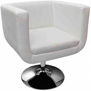Modern White Bar Stool, Faux Leather