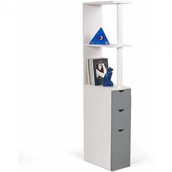 Scaffale toilette Willy in legno 3 ante bianco e grigio