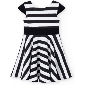 Boboli Vestito 72856 Linee in Bianco e Nero 4 Anni