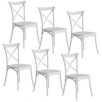 Pack de chaises empilables Caroline 6 unités 45x40x87.5cm Noir 7house