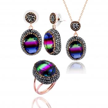Acacia Series Women's Triple Adjustable Set with Mystic Topaz