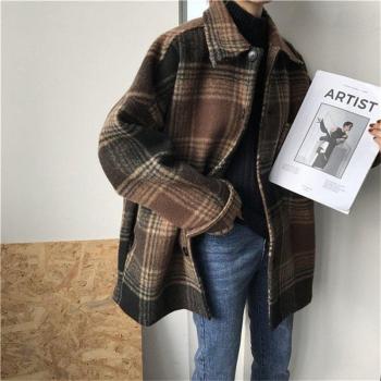 Wool Women's Warm Plaid Coat