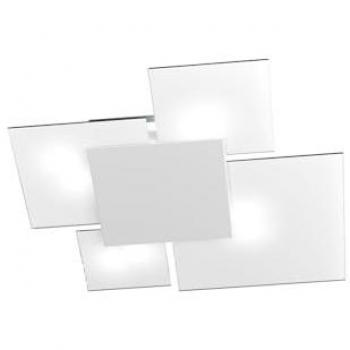 Plafoniera Design UPGRADE 4 Luci in Metallo Bianco e Vetro