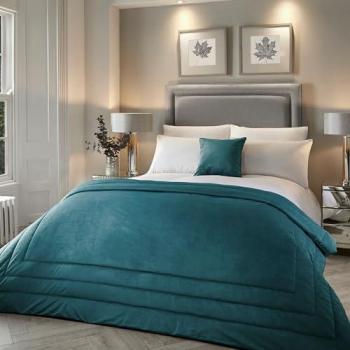 Chic Luxury Teal Velvet Bedspread 150cm x 220cm