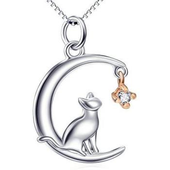 Collier pendentif chat argenté