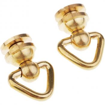 DIY Leather Craft Solid Brass Screw Rivet with Triangle Rotating Ring (2 Pack)