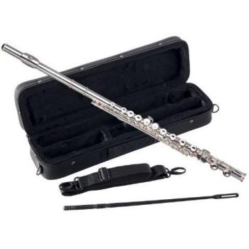 Classic Cantabile Querflöte FL-200 Querflöte komplett aus Neusilber, Geschlossene Klappen, leichtgängige E-Mechanik