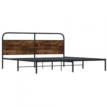 Super King Metal Bed Frame without Mattress Smoked Oak 180x200 cm