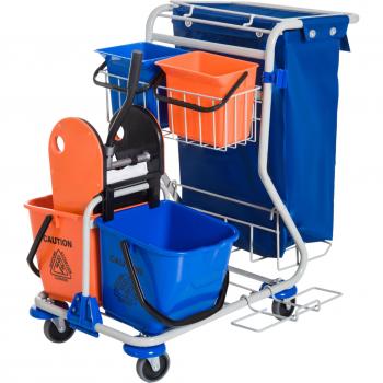 Carro de Limpieza HOMCOM con Doble Cubo Extraíble y Bolsa de Basura de 18 Litros