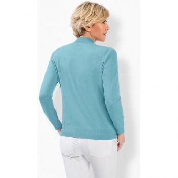 Aquamarin Stehkragenpullover Classic – Frauen, Größe 50