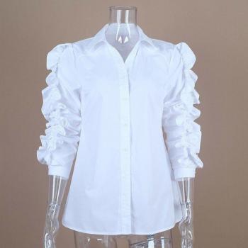 Women's Casual Patchwork Ruffle Shirt
