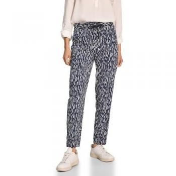 Cecil Casual Viskose Hose – Grafikmuster, Damen XL, Länge 28, blau