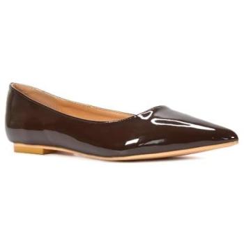 XY London Cordelia Brown Flat Ballerina Slip‑On