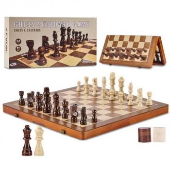 Jeu d’échecs magnétique VEVOR – Bois, 15 pouces, 2 reines, portable et professionnel, 2‑en‑1 dames