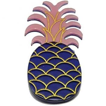 Broche de la collection CMLPB en forme d'ananas, couleur violet rose