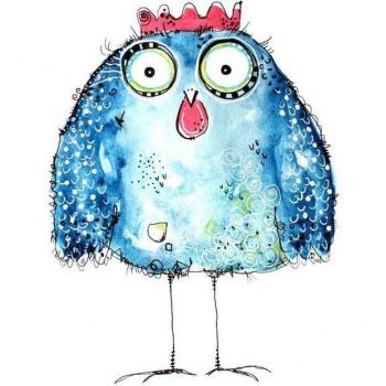 Selbstklebendes Wandtattoo Crazy Hen, bunt