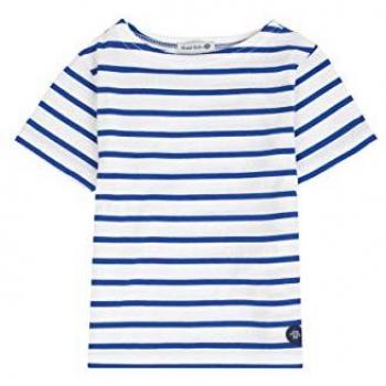 ArmorLux marinière enfant blanche à col bateau, manches courtes, tissu épais