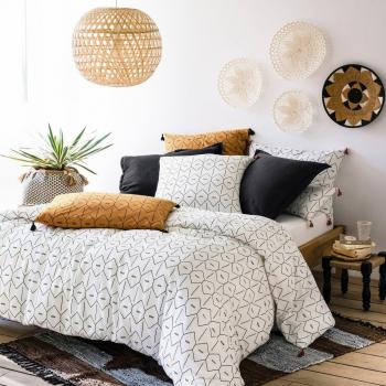 Drap-housse assorti à la housse de couette La Redoute Intérieurs Mirni 90x190/200 cm blanc/noir