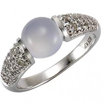 Fingerring JAMELLI 925 Silber rhod. Chalcedon und Weißtopas Fingerringe Gr. 054