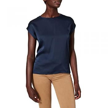 Vila T-Shirt Satin Blusen T-Shirt Kurzarm Basic Top Glänzend VIELLETTE 4599 in Navy