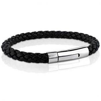 TOUS Pulsera Man en acero y cuero trenzado