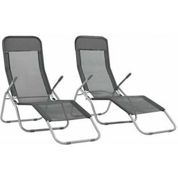 Chaises longues pliantes lot de 2 Textilène Anthracite